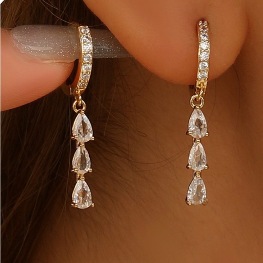 Elegant Sterling Gold and Sterling Silver Drop Earrings